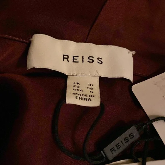 Reiss Tayla Front Wrap Satin Wrap Dress Burgundy SZ 6 NEW - Picture 5 of 8